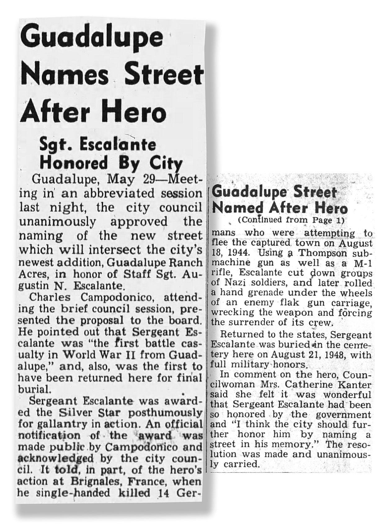 Sgt. Augustine Escalante SMT May 29, 1951